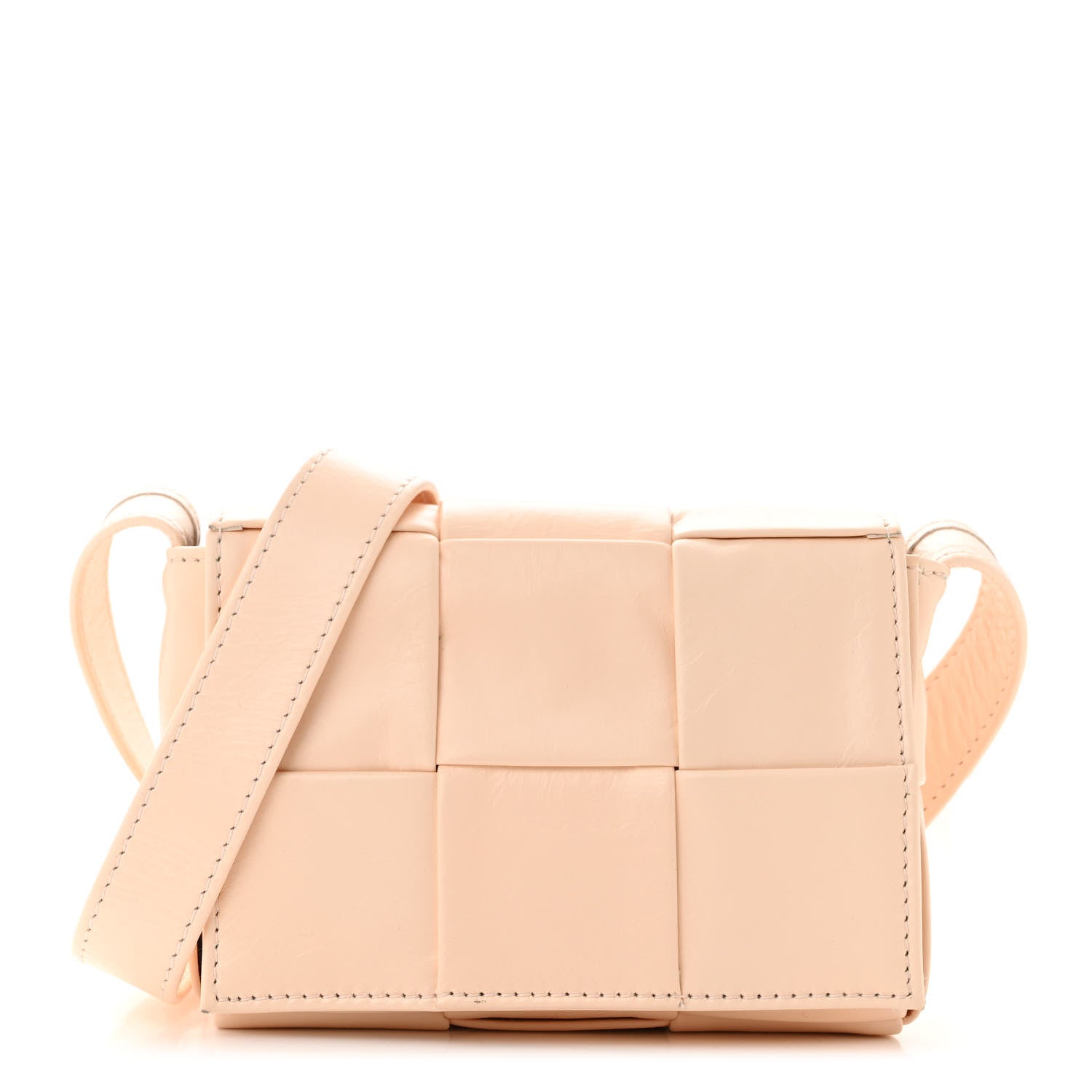 Bottega Veneta Lambskin Maxi Intrecciato Extra Mini Cassette Crossbody Bag Melon Washed 1 of 10
