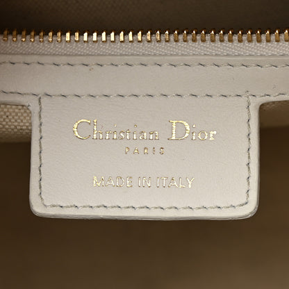 Christian Dior Perforated Calfskin Medium Dior Vibe Classic Bowling Bag White Gold 6 of 15