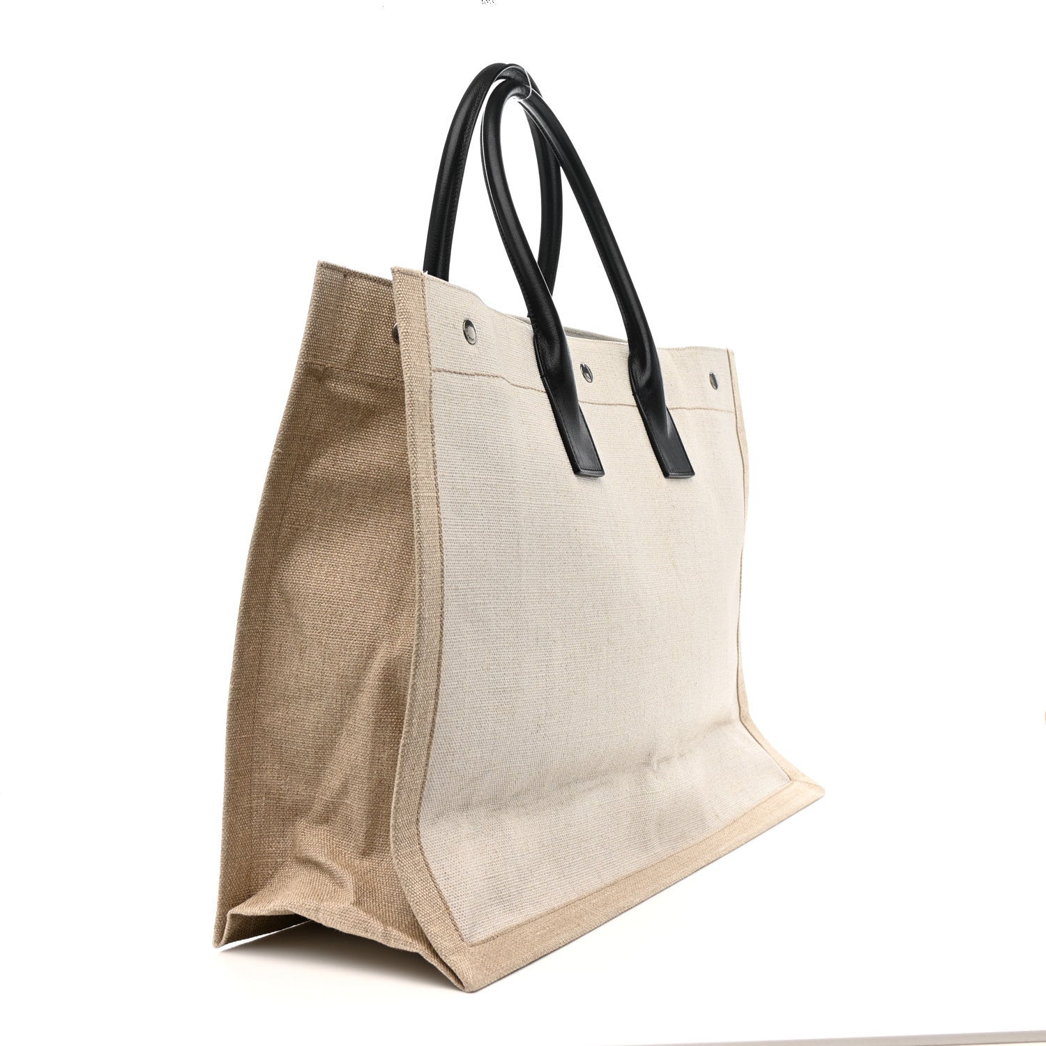 Saint Laurent Linen Calfskin Rive Gauche Tote Optic White 3 of 11