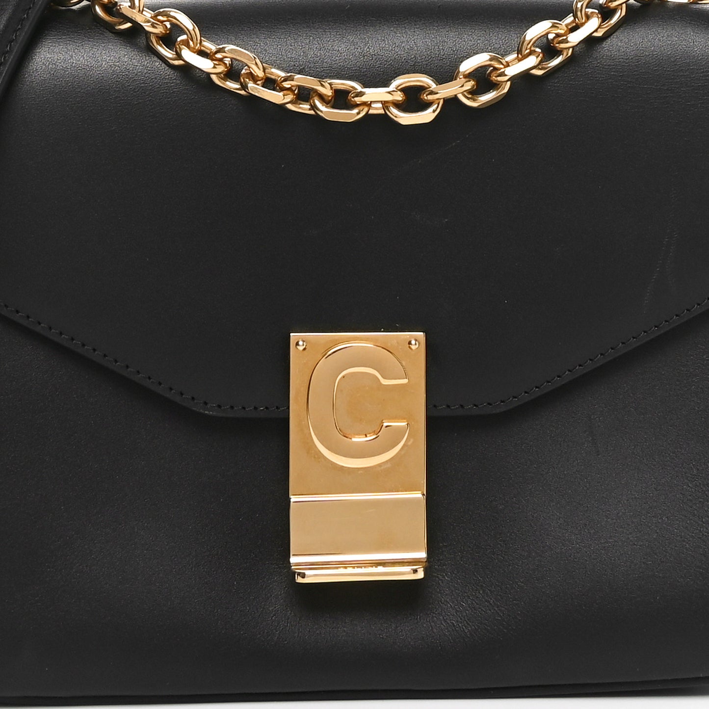 Shiny Calfskin Medium C Bag Black