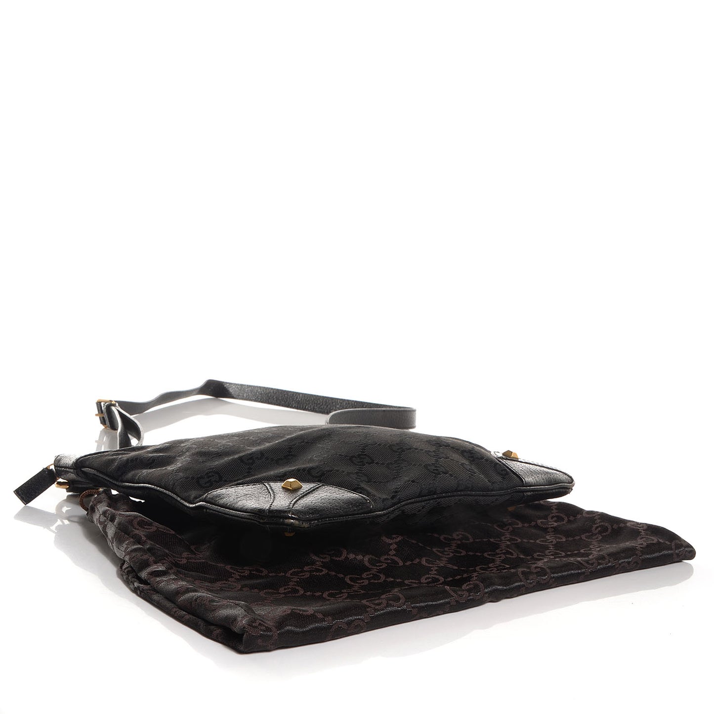 Monogram Horsebit Nail Messenger Bag Black