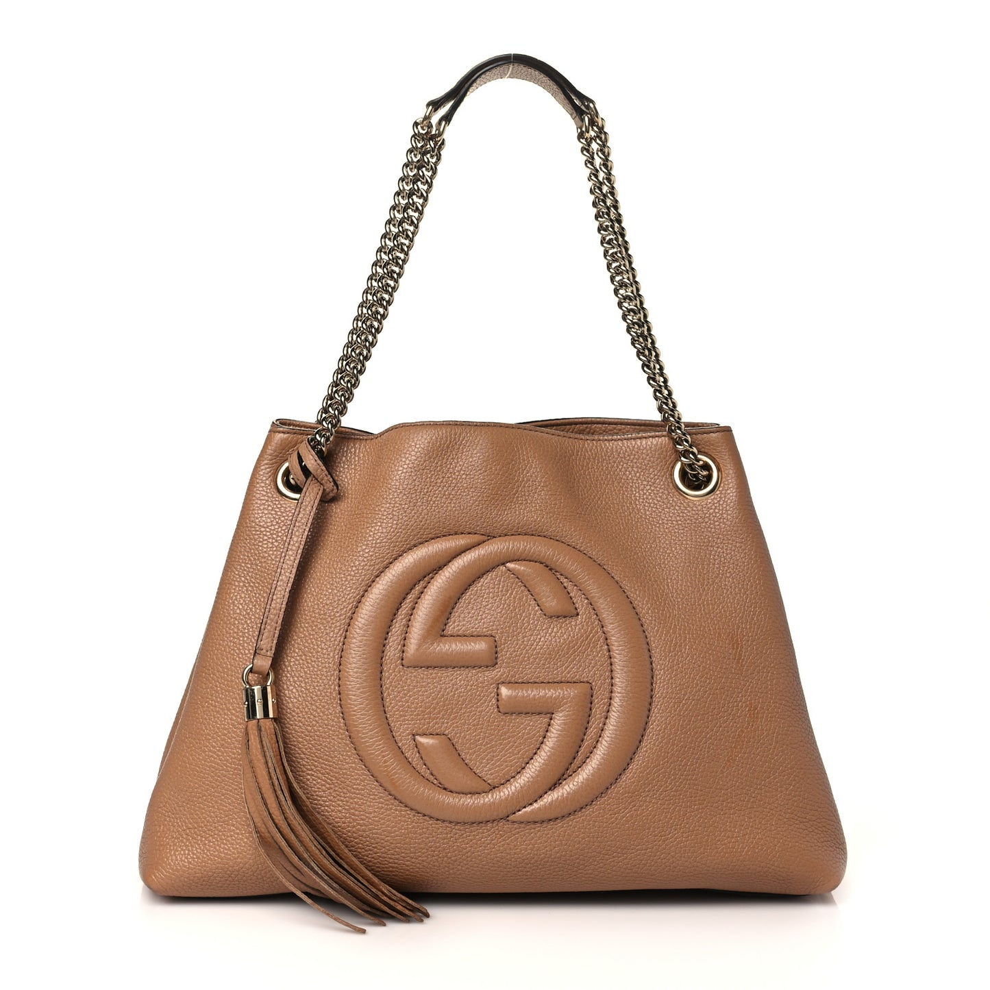 Pebbled Calfskin Medium Soho Chain Shoulder Bag Camelia