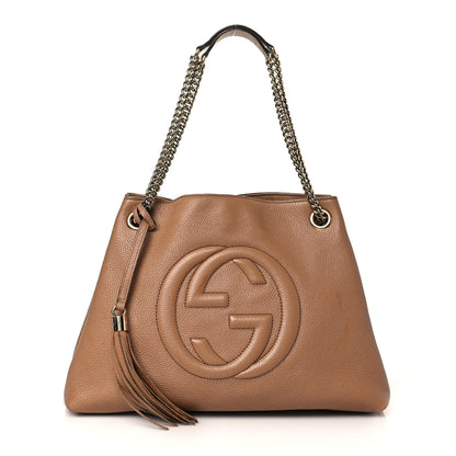Gucci Pebbled Calfskin Medium Soho Chain Shoulder Bag Camelia 1 of 10