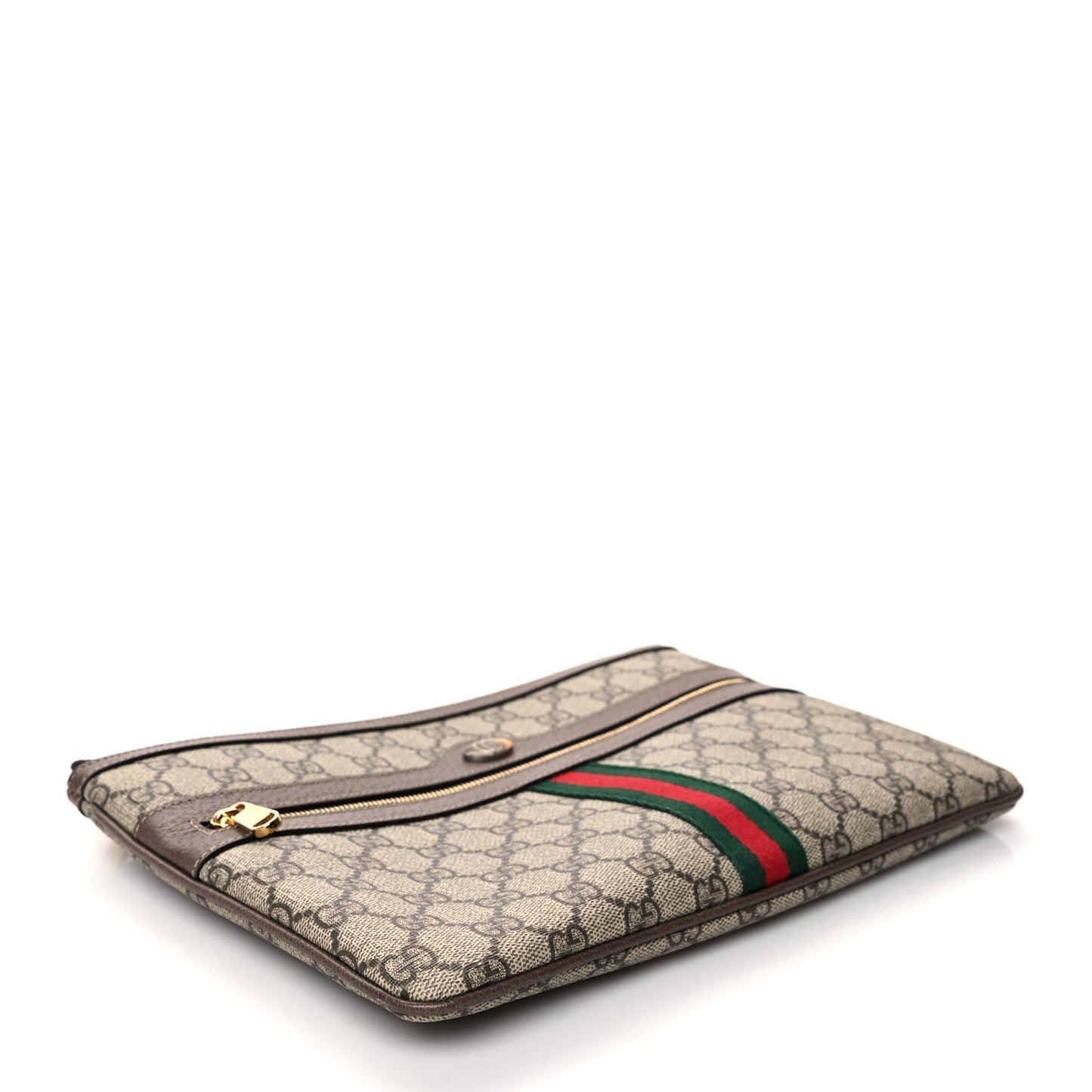 GG Supreme Monogram Large Ophidia Pouch Clutch Brown