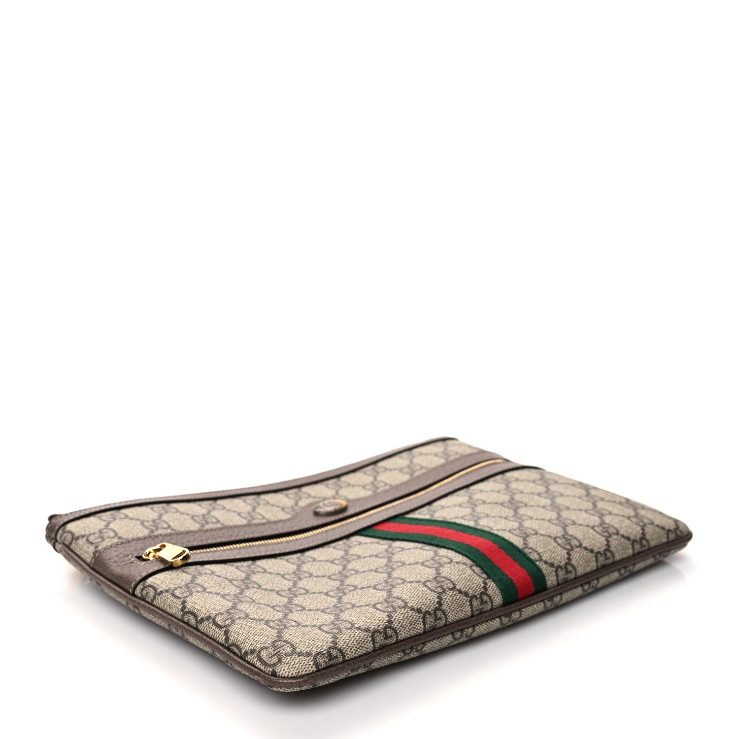 Gucci GG Supreme Monogram Large Ophidia Pouch Clutch Brown 4 of 11