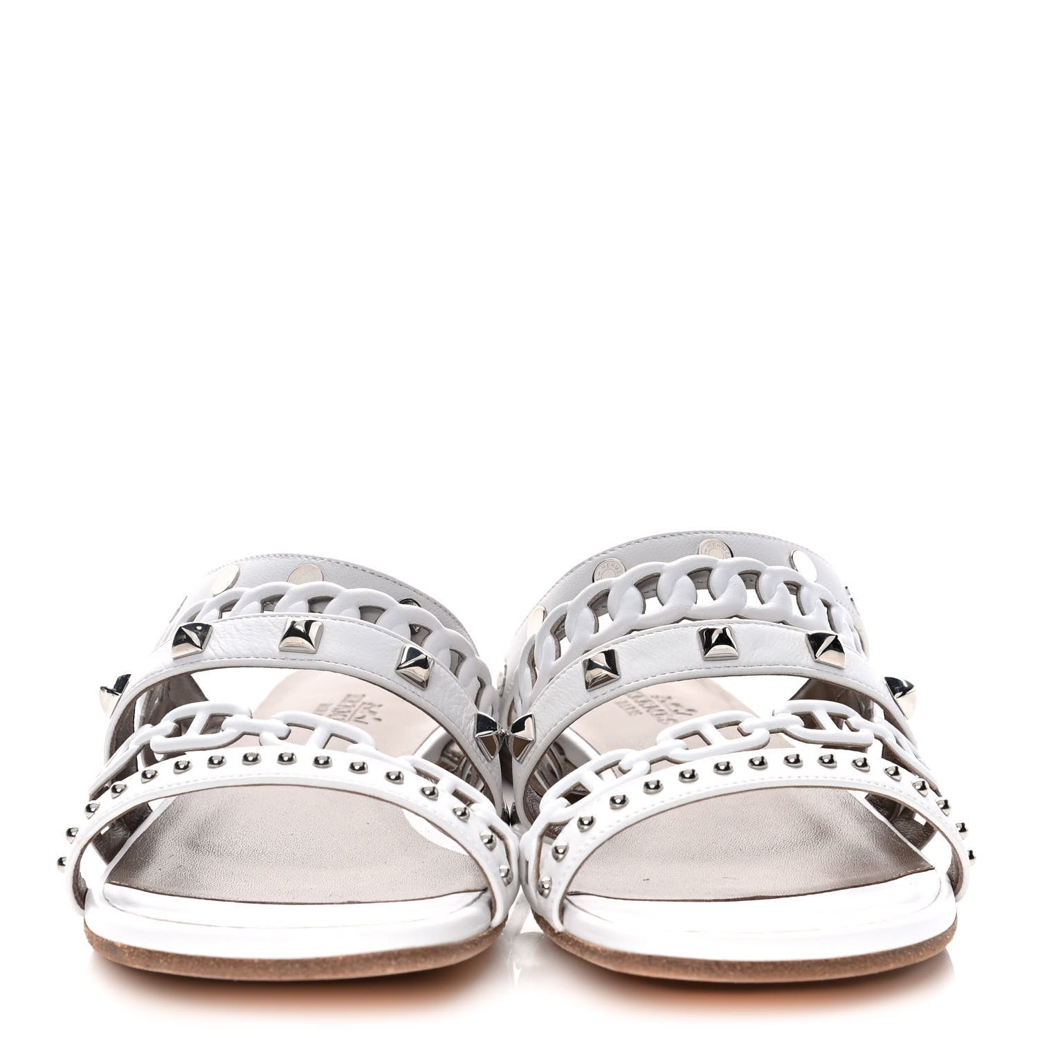 Hermes Nappa Amalfi Sandals 38 White Gris Argente 2 of 15