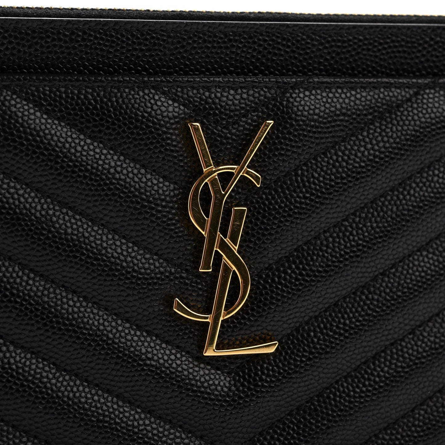 Grain De Poudre Chevron Monogram Large Bill Pouch Black