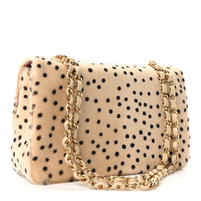 Chanel Pony Hair Cheetah Printed Creative Fabrics Flap Light Beige Black 3 of 11