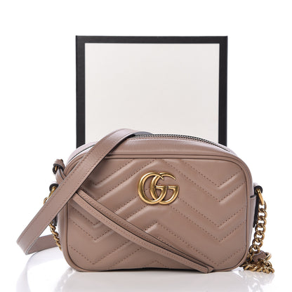 Gucci Calfskin Matelasse Mini GG Marmont Chain Shoulder Bag Nude 11 of 11
