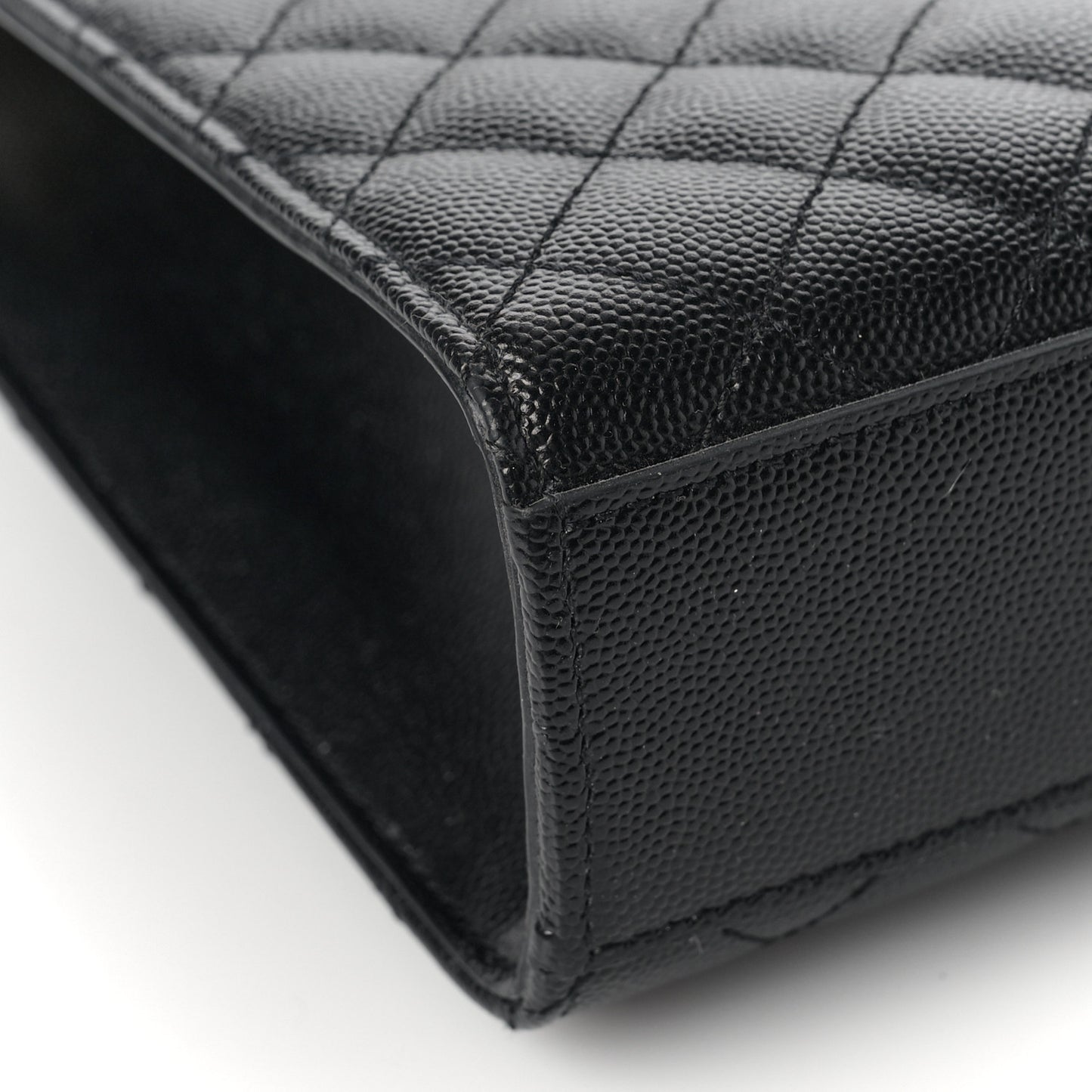 Grain De Poudre Textured Mixed Matelasse Large Triquilt Monogram Satchel Black