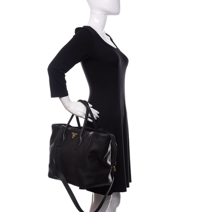 Prada Vitello Daino Tote Black 3 of 10