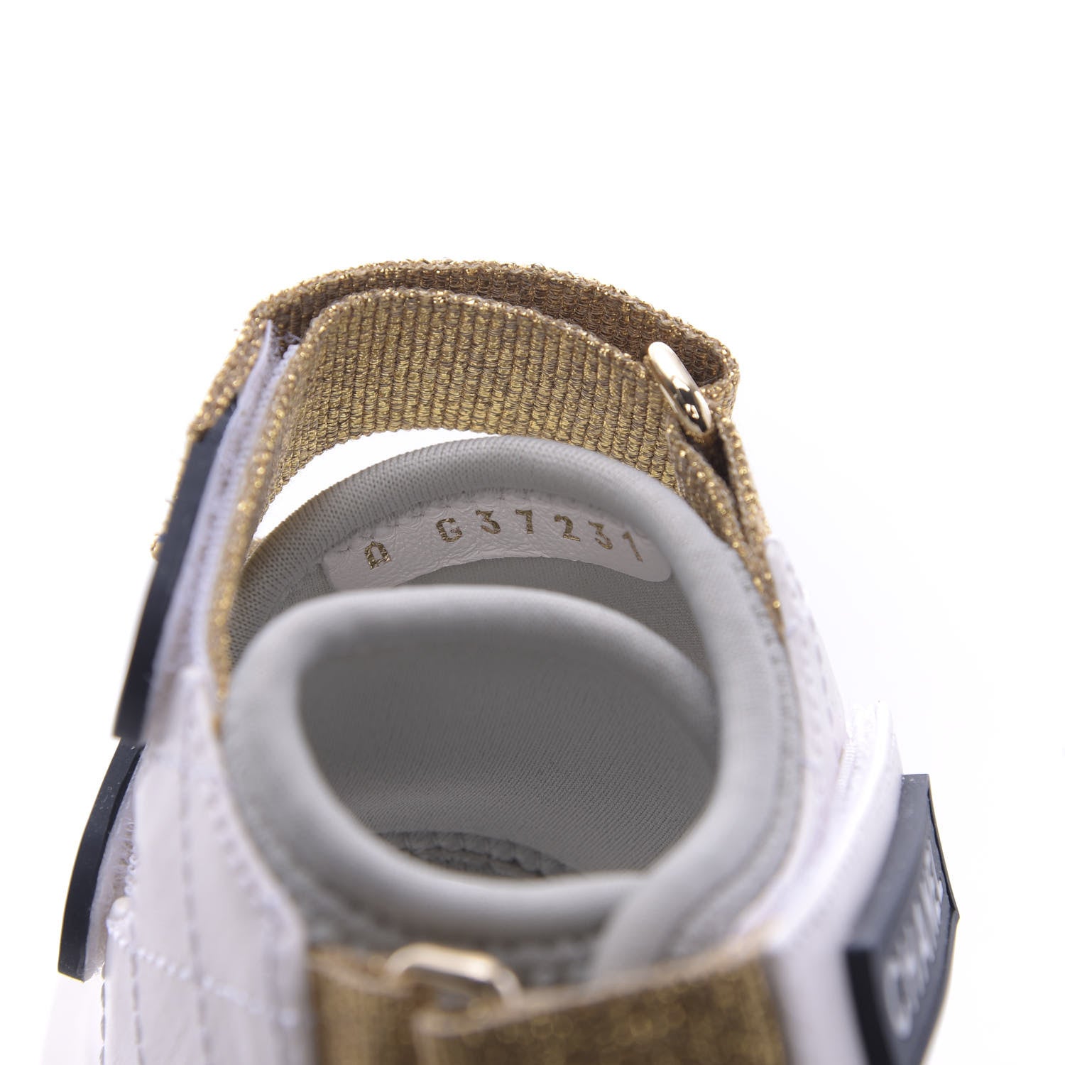 Chanel Goatskin Fabric Gladiator Sandals 37.5 White Light Grey Navy Blue 9 of 10