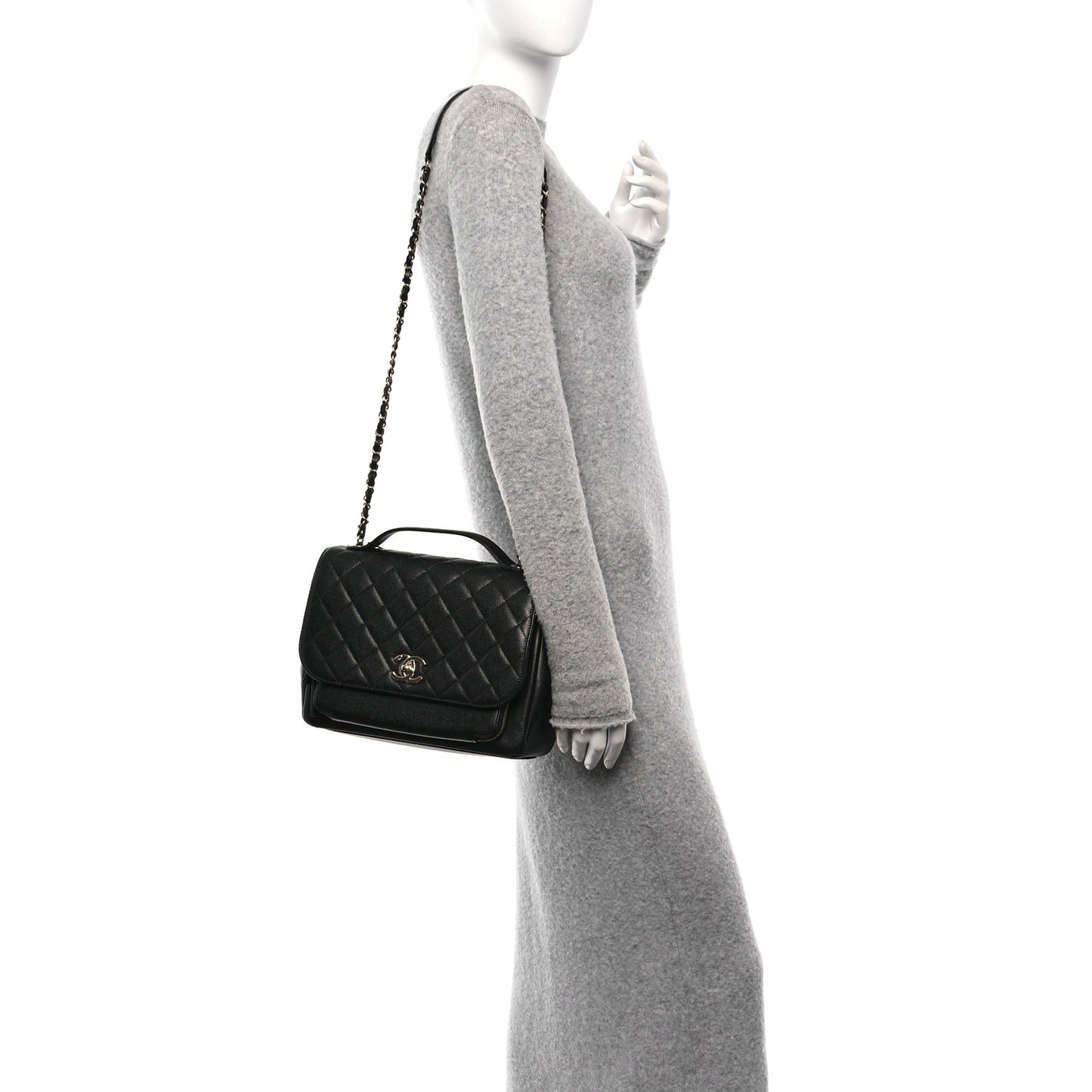 Caviar Quilted Large Business Affinity Flap Black