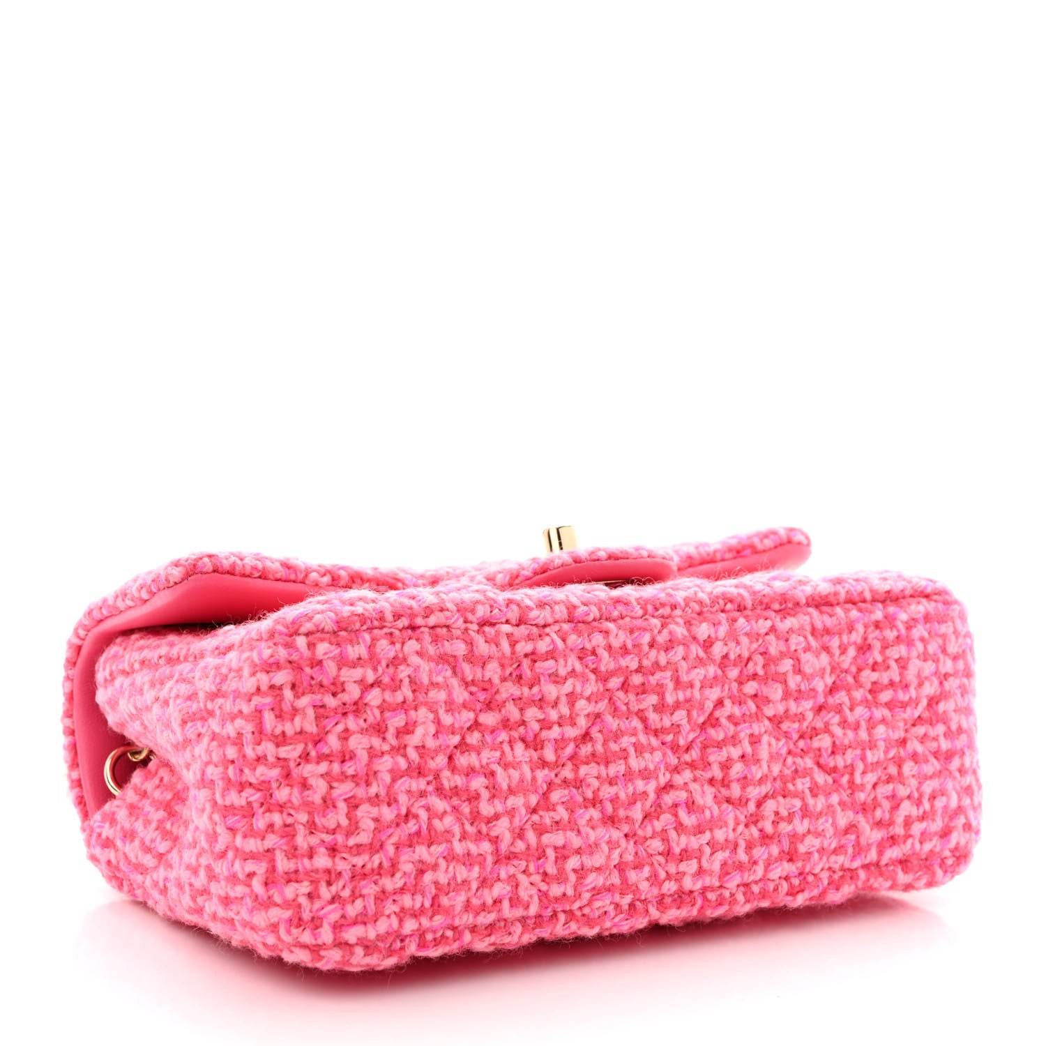 Chanel Wool Tweed Quilted Mini Rectangular Flap Dark Pink Fuchsia 4 of 10