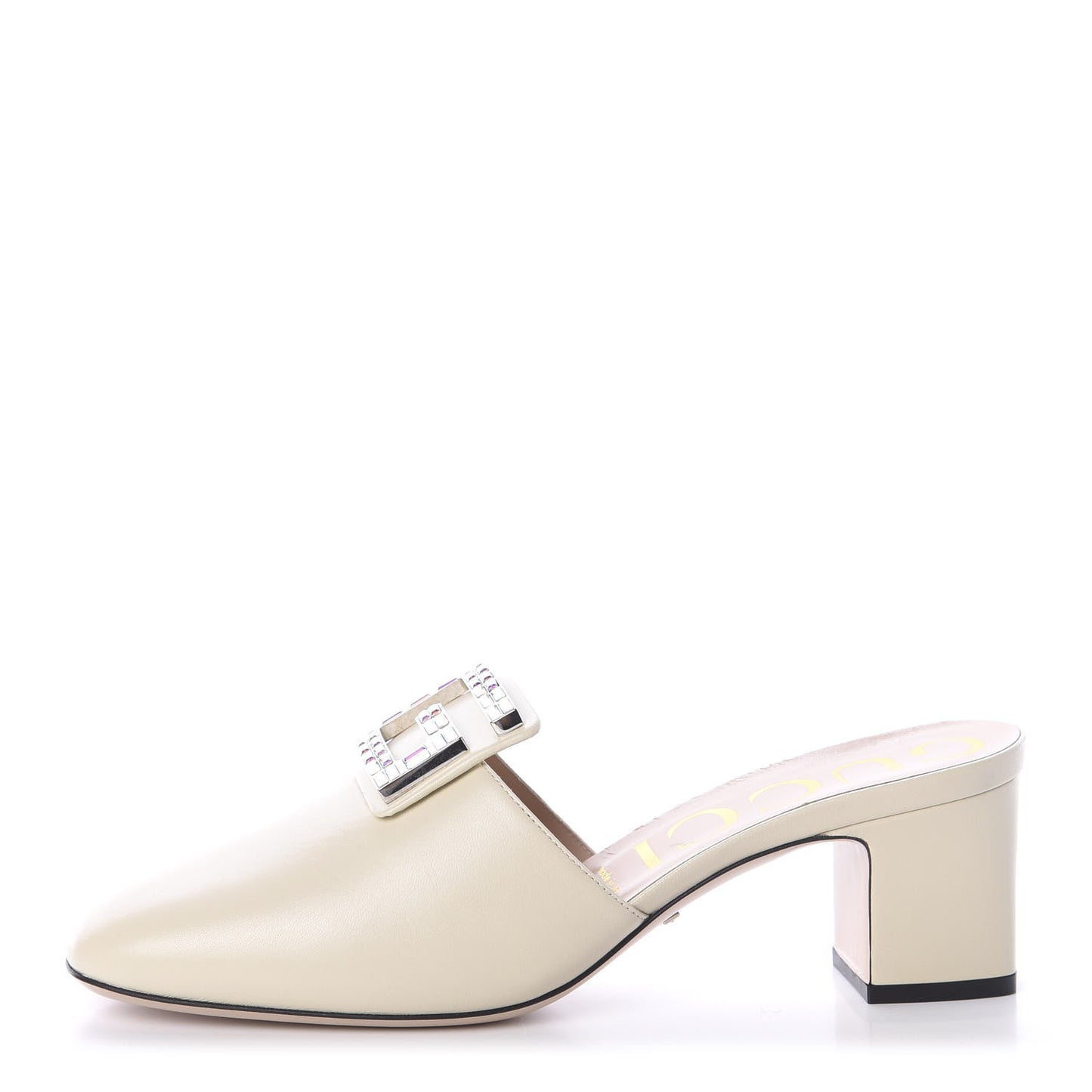 Malaga Kid Crystal Square G Madelyn Mules 40 Vintage White