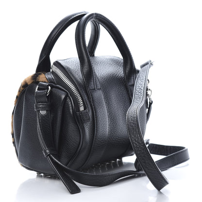 Alexander Wang Kangaroo Fur Mini Rockie Black Cheetah Rhodium Hardware 3 of 10