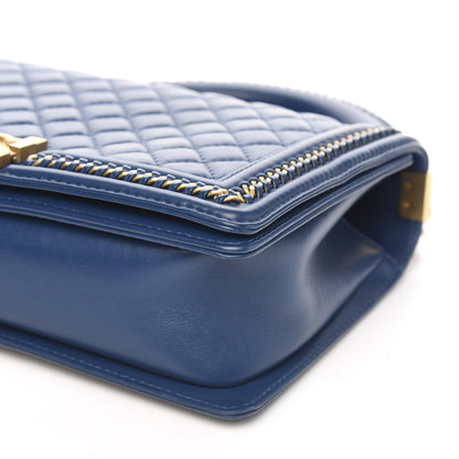 Chanel Calfskin Quilted New Medium Boy Top Handle Flap Blue 8 of 9