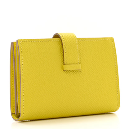 Hermes Epsom Bearn Card Holder Wallet Lime 3 of 7