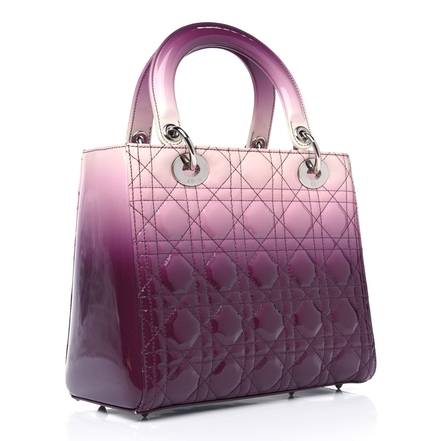Christian Dior Patent Cannage Gradient Medium Lady Dior Pink Purple 2 of 5