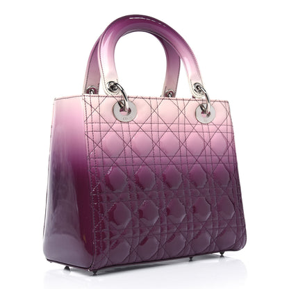 Christian Dior Patent Cannage Gradient Medium Lady Dior Pink Purple 2 of 5