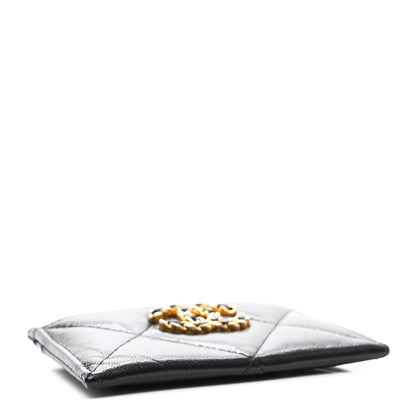 Chanel Shiny Goatskin Quilted Chanel 19 Card Holder Black 4 of 9