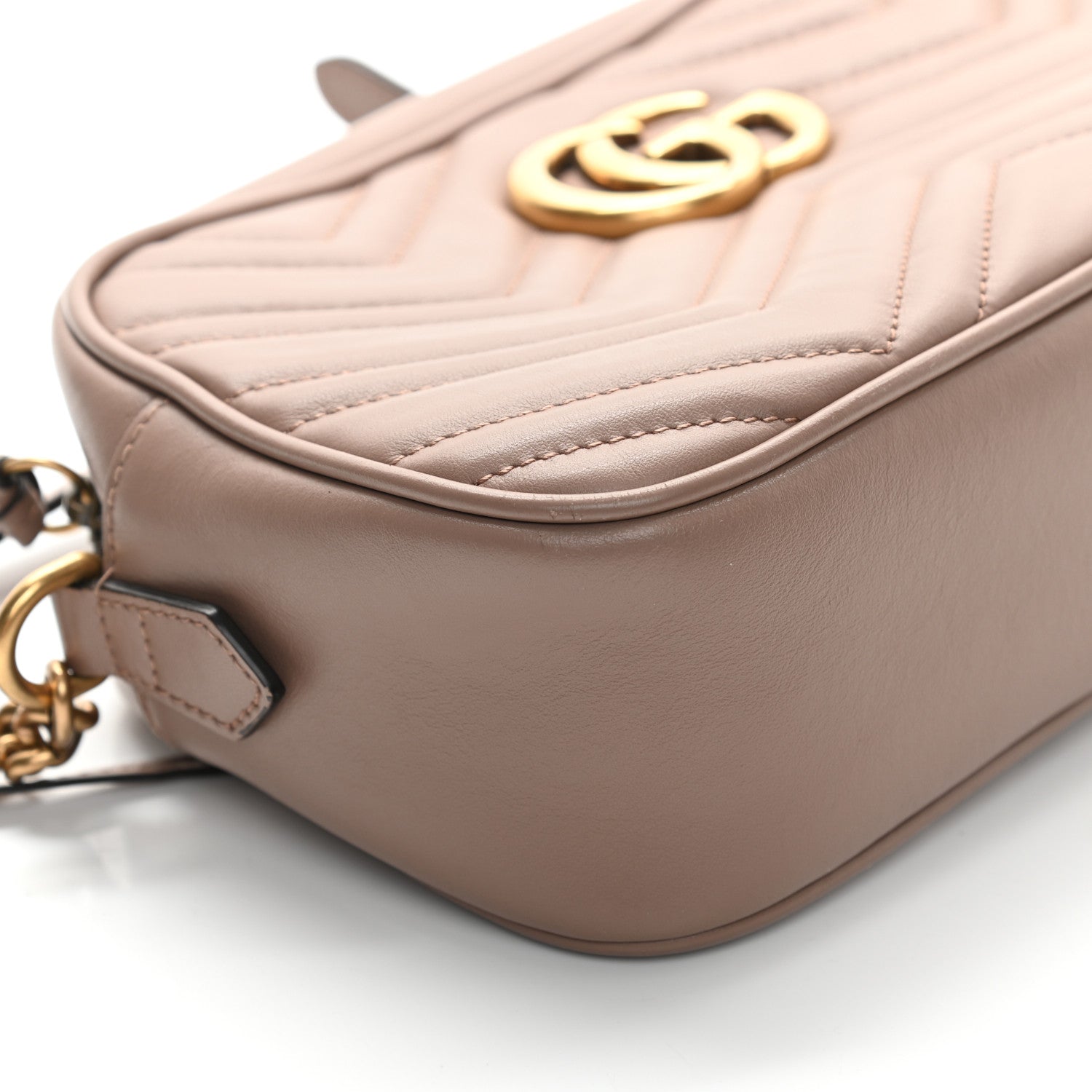 Gucci Calfskin Matelasse Small GG Marmont Chain Shoulder Bag Porcelain Rose 11 of 12