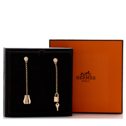 Hermes 18K Rose Gold Kelly Clochette Earrings 6 of 6