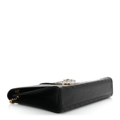 Saint Laurent Smooth Calfskin Matelasse Chevron Large Monogram Satchel Black 6 of 23