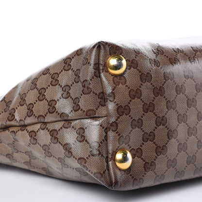 Gucci Crystal Monogram Medium Babouska Shopping Tote Dark Brown 6 of 21