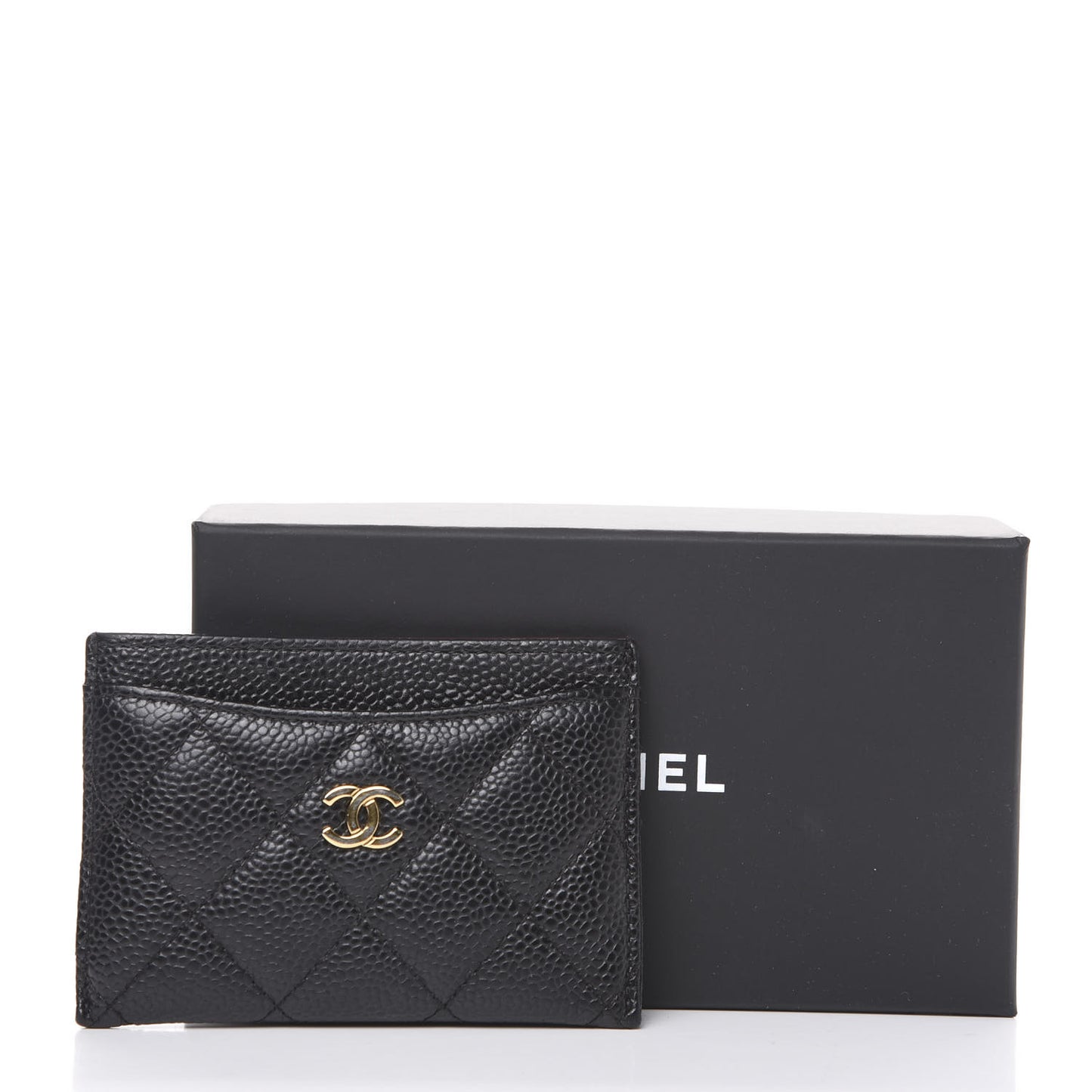 Caviar Quilted Card Holder Black