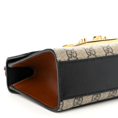 Gucci GG Supreme Monogram Calfskin Small Padlock Shoulder Bag Beige Black Cuir 9 of 11