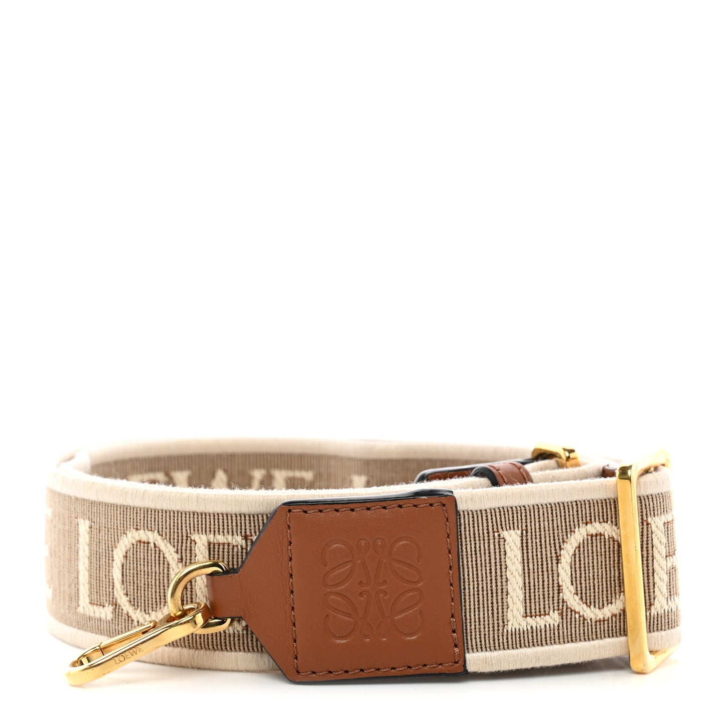 Calfskin Jacquard Anagram Strap Natural Tan