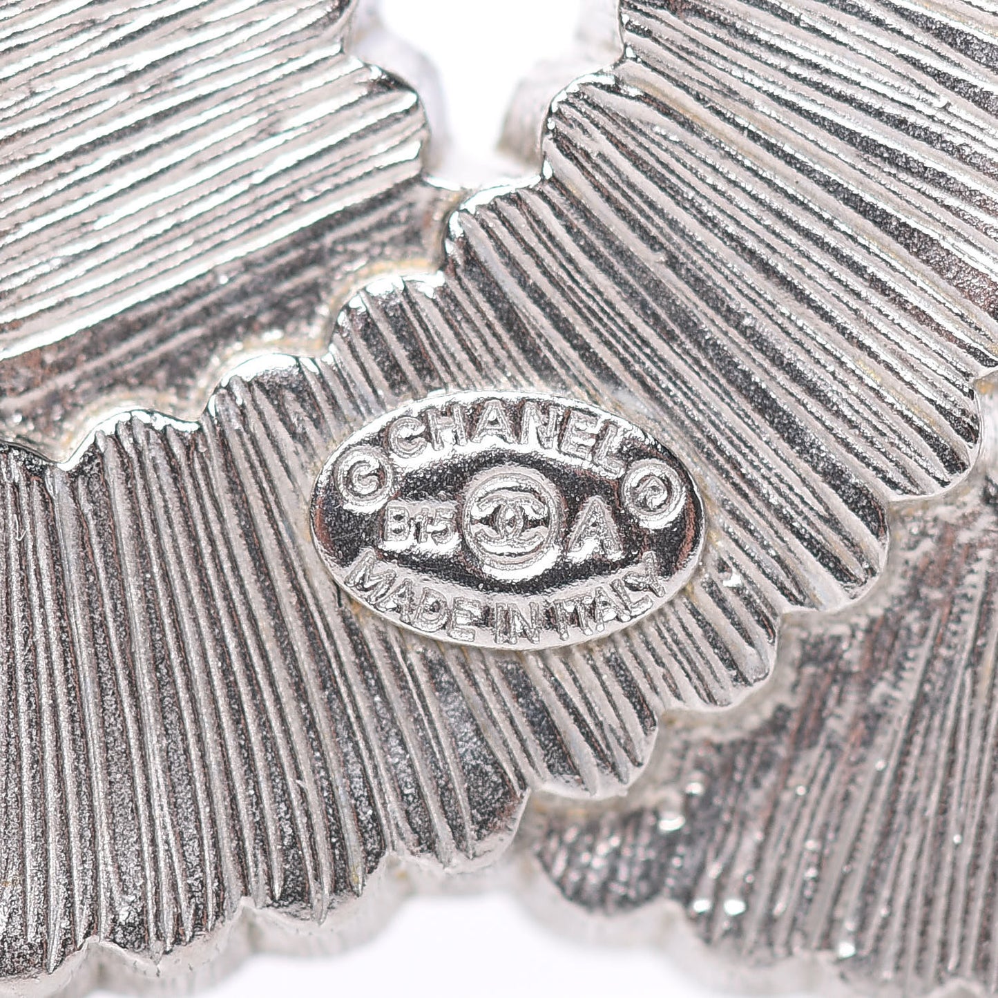 Crystal Glass CC Brooch Silver