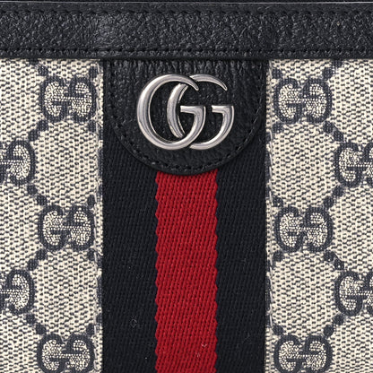 Gucci GG Supreme Monogram Textured Dollar Calfskin Web Ophidia Zip Around Wallet Beige Blue 6 of 10