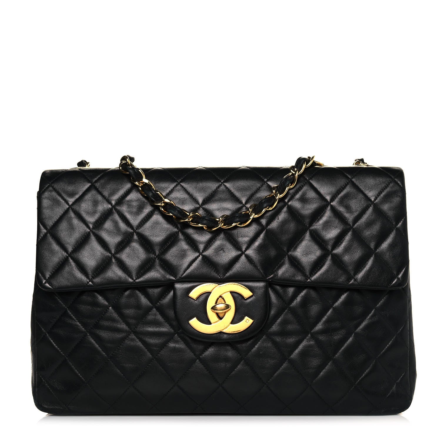 Chanel Lambskin Quilted XL Jumbo Single Flap Black 1 of 20