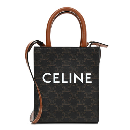 Celine Triomphe Canvas Calfskin Mini Vertical Cabas Tan 1 of 8