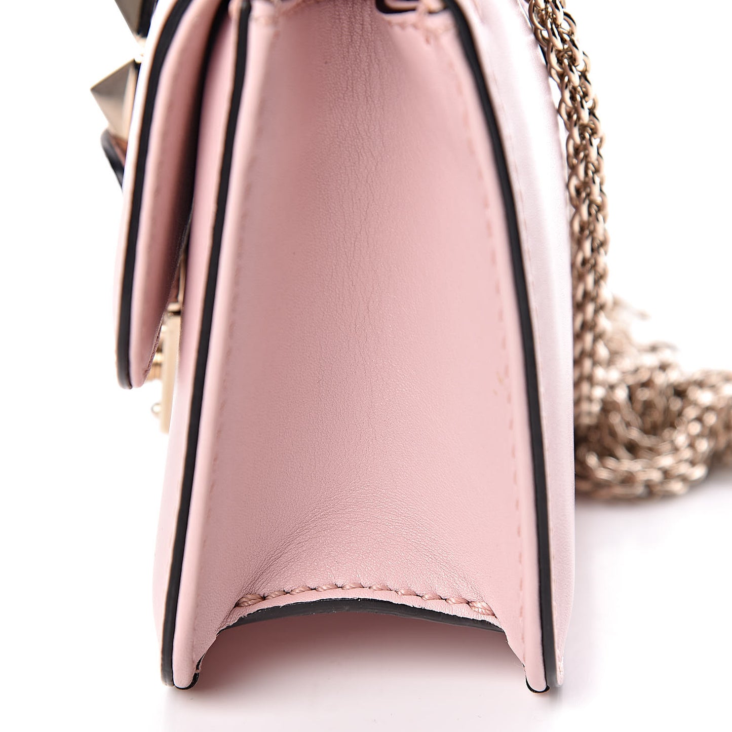 Vitello Mini Glam Lock Rockstud Flap Water Rose