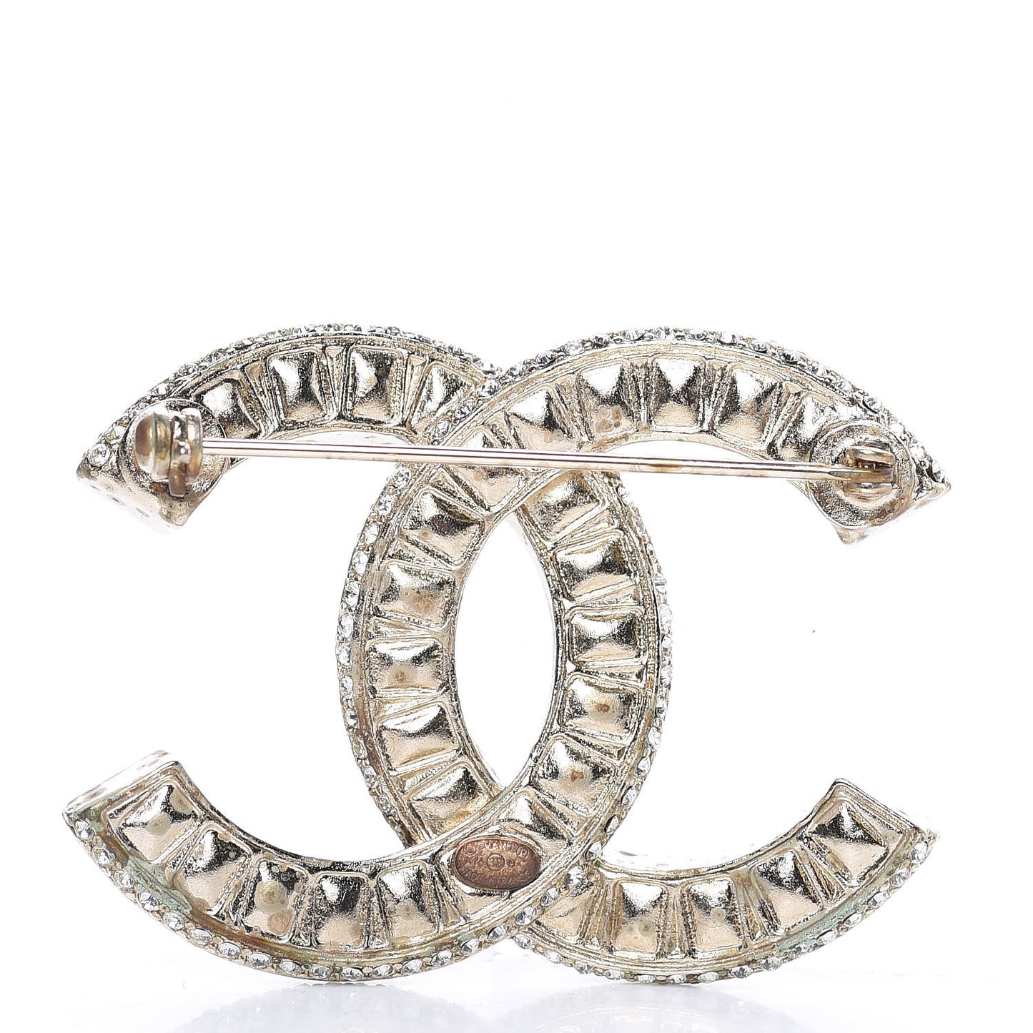 Baguette Crystal CC Brooch Gold