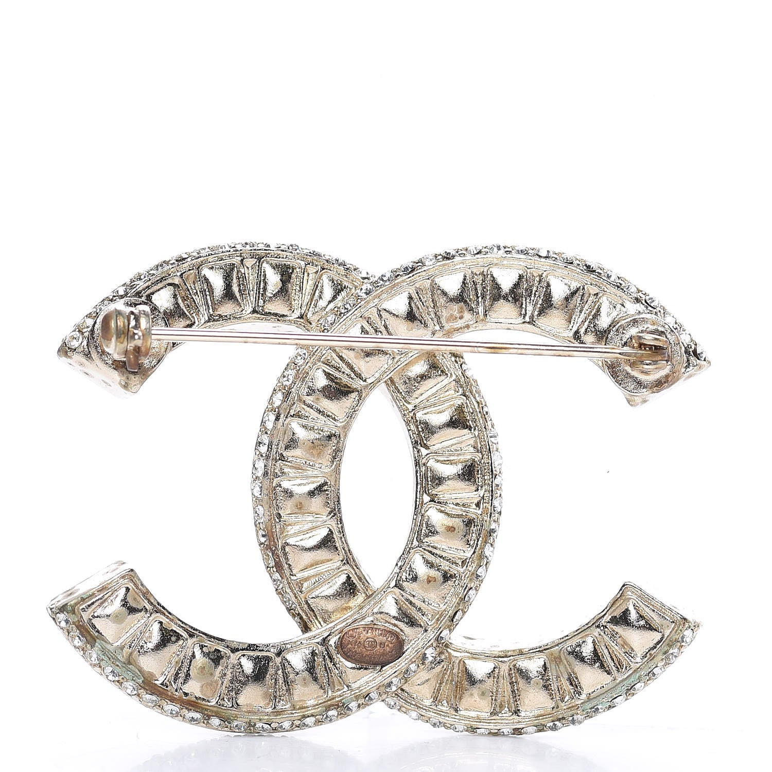 Chanel Baguette Crystal CC Brooch Gold 3 of 6