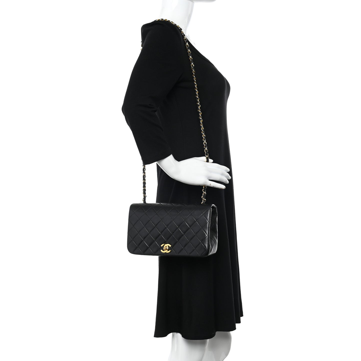 Lambskin Quilted Small Single Flap Black