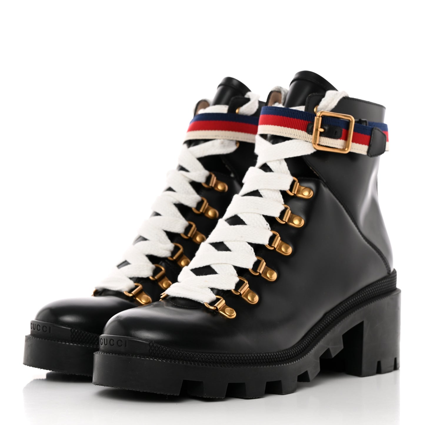 Calfskin Sylvie Web Womens Lace Up Combat Boots 38 Black