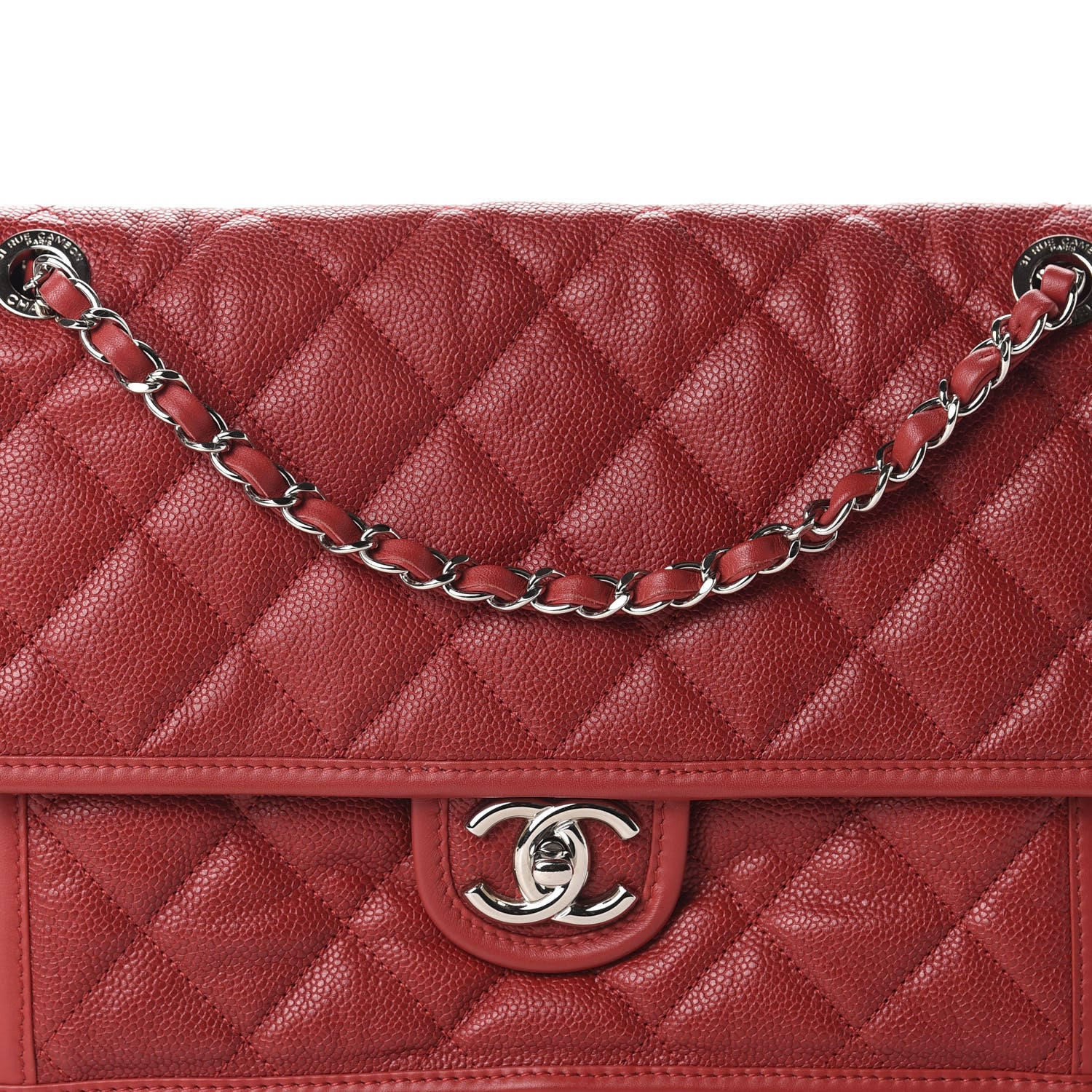 Chanel Caviar Quilted Large French Riviera Flap Red 10 of 10