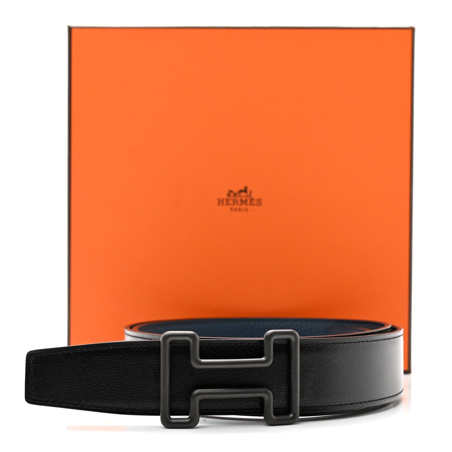 Hermes Chamonix Togo PVD Plated 32mm Tonight Belt 95 Black Bleu Nuit 10 of 10