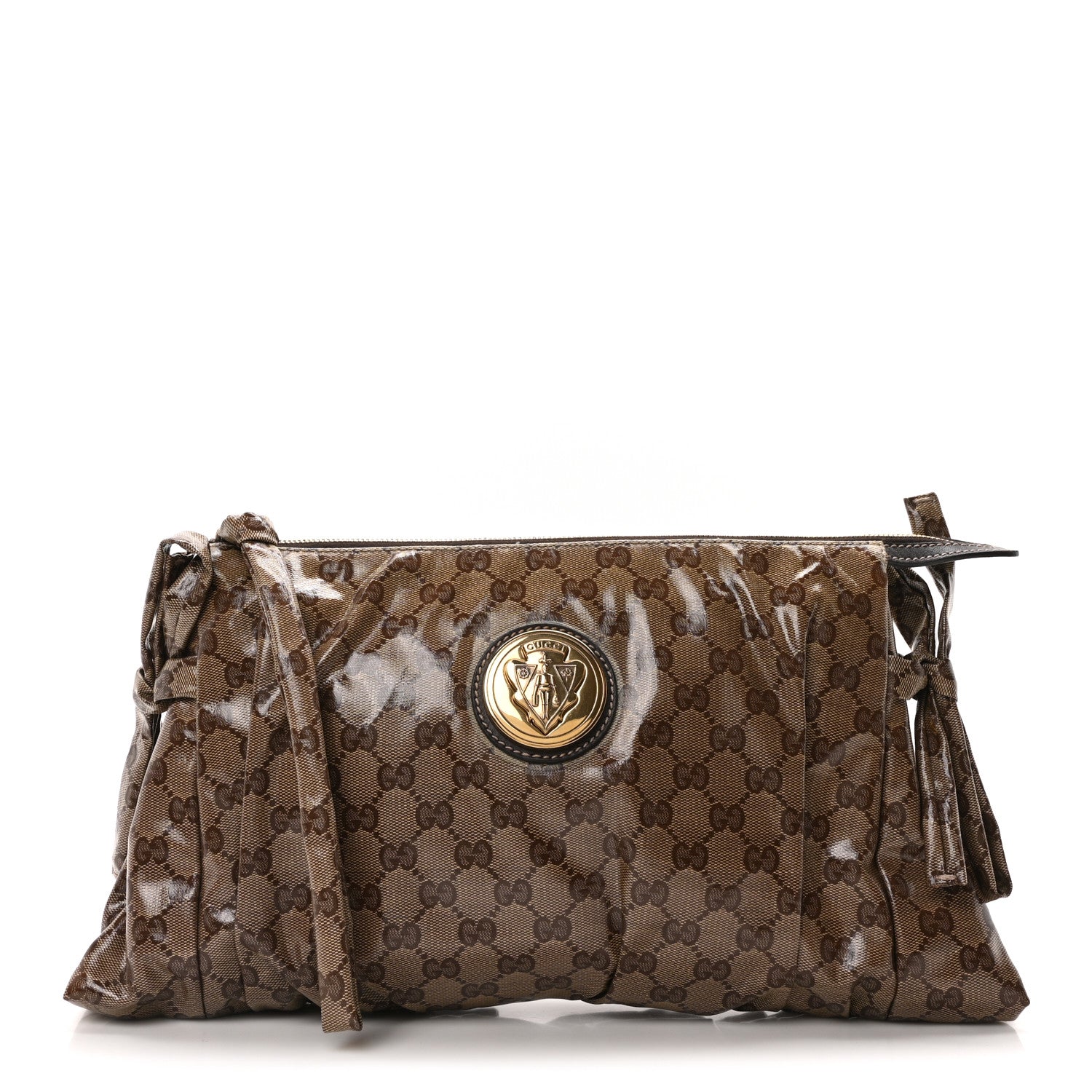 Gucci Crystal Monogram Large Hysteria Clutch Brown 1 of 10