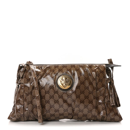 Gucci Crystal Monogram Large Hysteria Clutch Brown 1 of 10