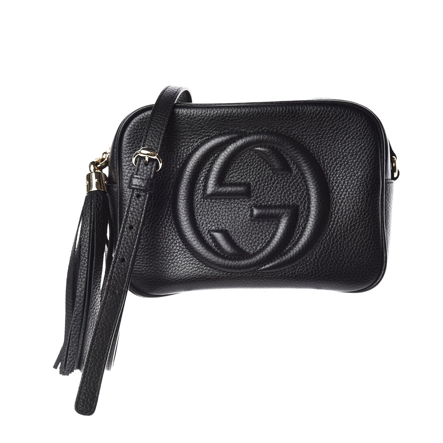 Pebbled Calfskin Small Soho Disco Bag Black