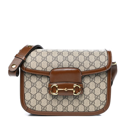 Gucci GG Supreme Monogram Horsebit 1955 Shoulder Bag Beige Brown Sugar 1 of 12