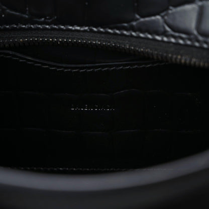 Balenciaga Semi Shiny Calfskin Crocodile Embossed Neo Classic Black Hardware Mini City Black 13 of 17