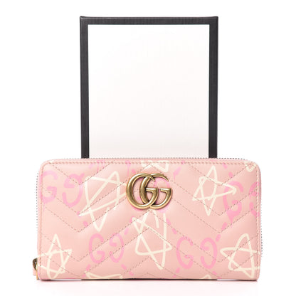 Gucci Calfskin Matelasse GucciGhost GG Marmont Zip Around Wallet Perfect Pink Rosa Ivory 11 of 11