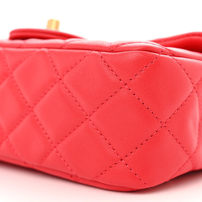 Chanel Lambskin Quilted Mini Rectangular Pearl Crush Flap Red 10 of 11